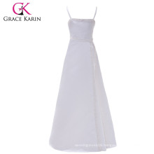 Grace Karin Nice Design Spaghetti Strap White Satin Dresses of Party For Girls Of 10 Years CL4490